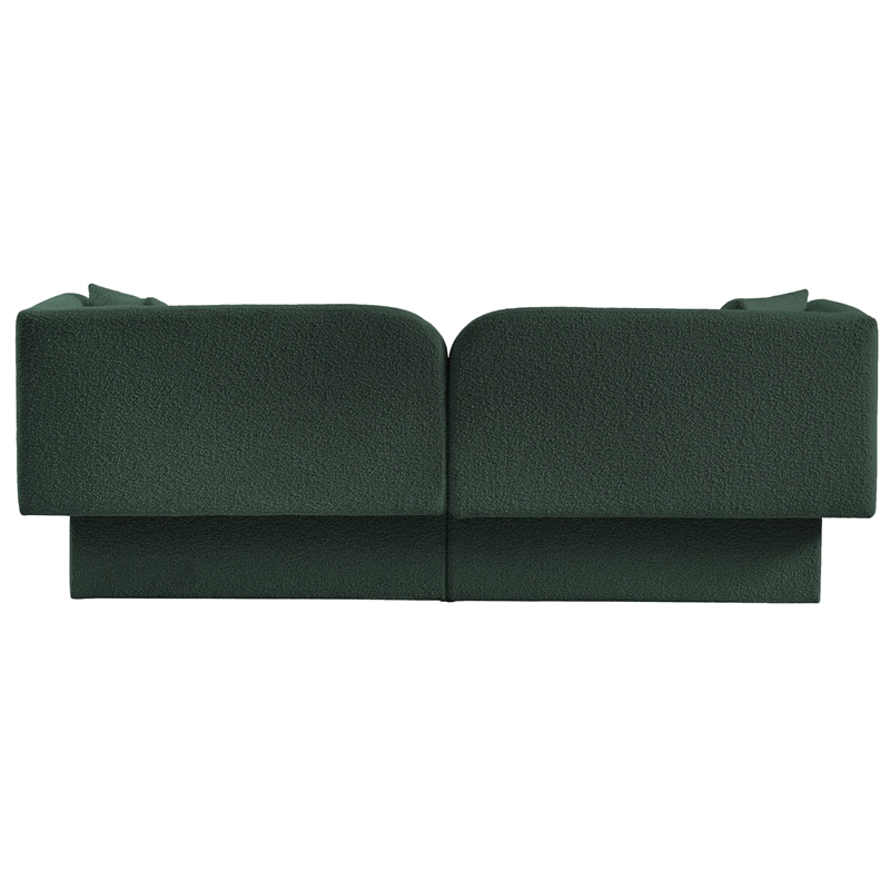 Bowery Hill Contemporary Curved Back Rich Green Boucle Fabric Sofa