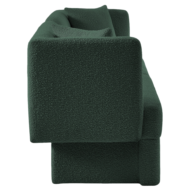Bowery Hill Contemporary Curved Back Rich Green Boucle Fabric Sofa