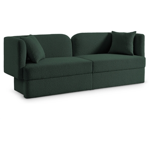 Bowery Hill Contemporary Curved Back Rich Green Boucle Fabric Sofa