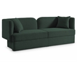 Bowery Hill Contemporary Curved Back Rich Green Boucle Fabric Sofa