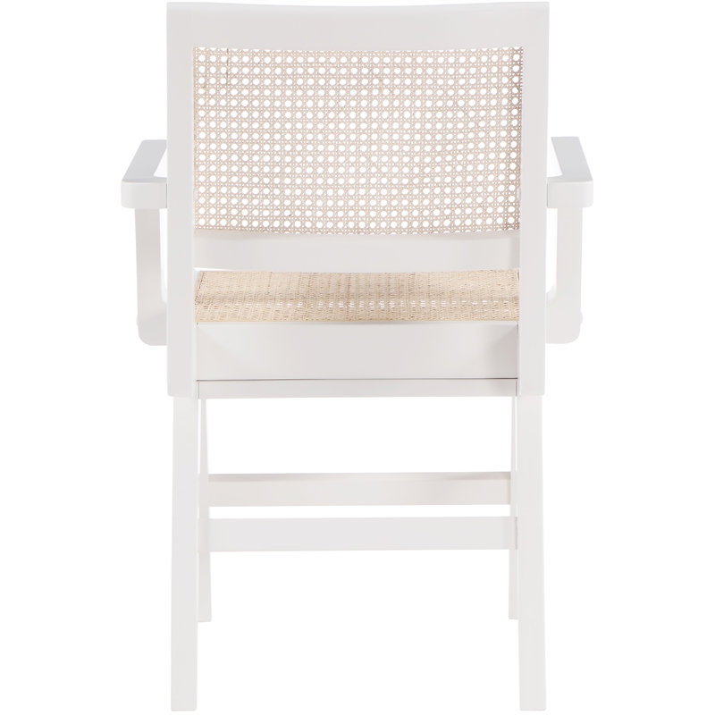 Bowery Hill Mid-Century Modern White Dining Arm Chair (Set of 2)