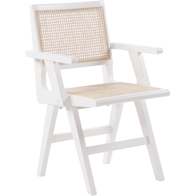 Bowery Hill Mid-Century Modern White Dining Arm Chair (Set of 2)