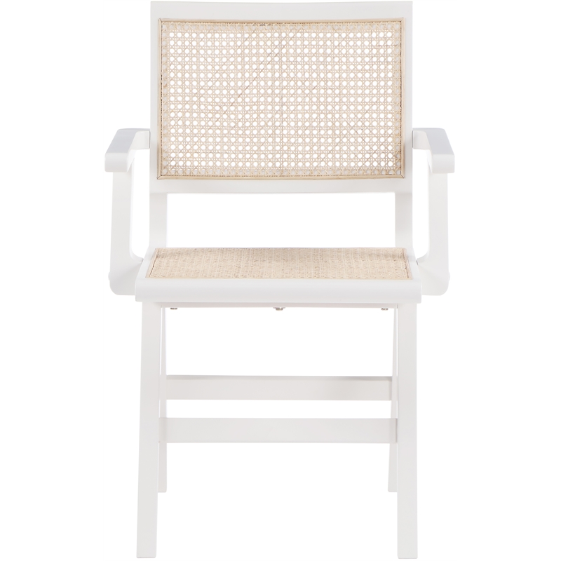 Bowery Hill Mid-Century Modern White Dining Arm Chair (Set of 2)