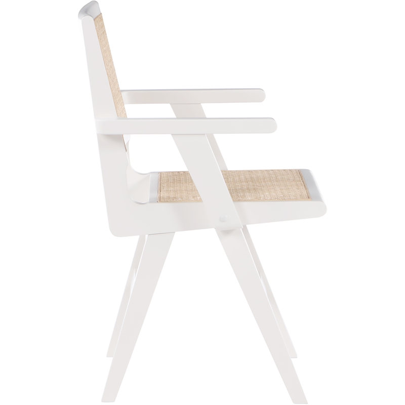 Bowery Hill Mid-Century Modern White Dining Arm Chair (Set of 2)