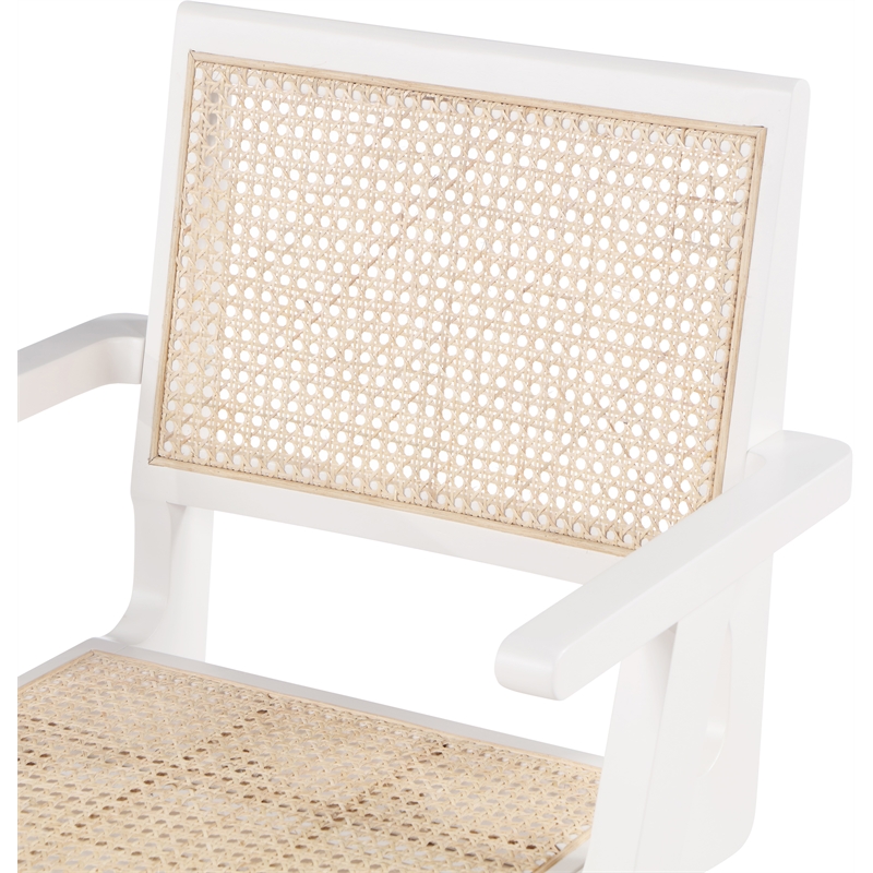 Bowery Hill Mid-Century Modern White Dining Arm Chair (Set of 2)