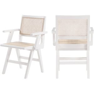 Bowery Hill Mid-Century Modern White Dining Arm Chair (Set of 2)