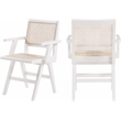 Bowery Hill Mid-Century Modern White Dining Arm Chair (Set of 2)