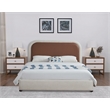 Bowery Hill Contemporary Soft Brown & Rich Cream Linen Textured King Bed