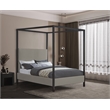 Bowery Hill Contemporary Linen Textured Fabric Upholstered Full Bed in Gray