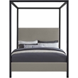 Bowery Hill Contemporary Linen Textured Fabric Upholstered Full Bed in Gray
