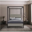 Bowery Hill Contemporary Linen Textured Fabric Upholstered Full Bed in Gray
