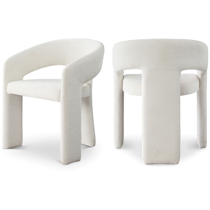 Bowery Hill Contemporary Curved Back Soft Cream Dining Chair (Set of 2)