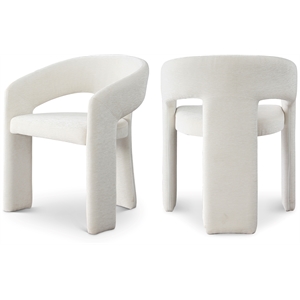 Bowery Hill Contemporary Curved Back Soft Cream Dining Chair (Set of 2)
