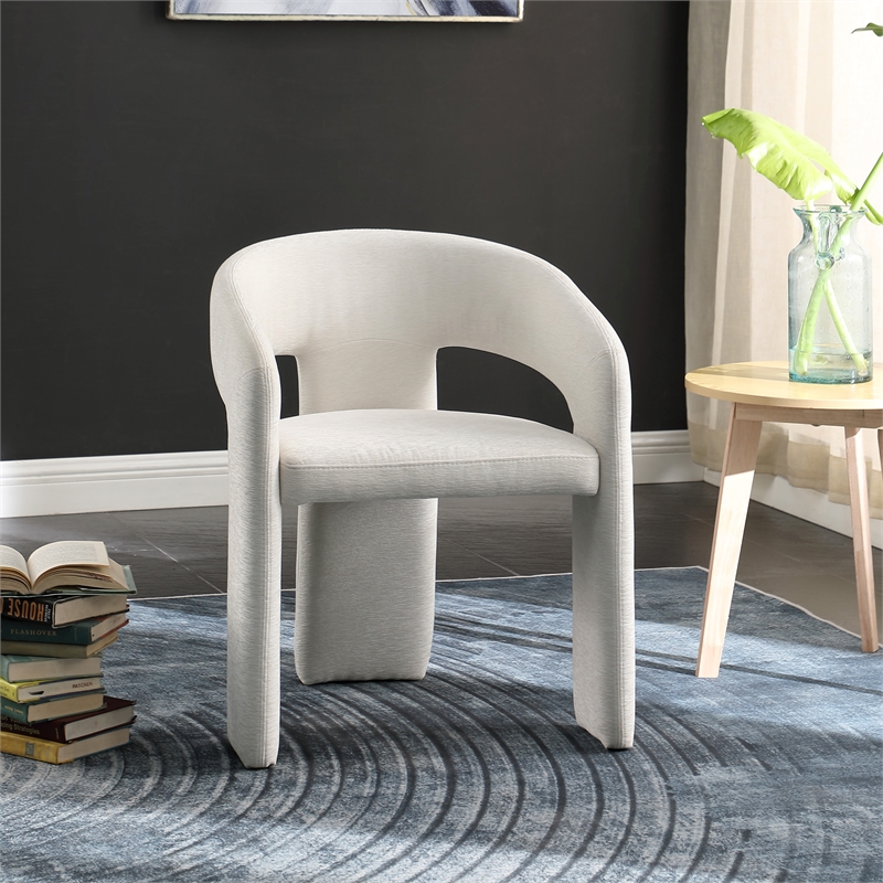 Bowery Hill Contemporary Curved Back Soft Cream Dining Chair (Set of 2)