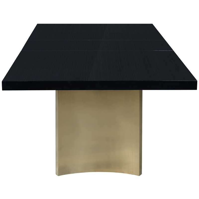 Bowery Hill Brushed Gold Stainless Steel Base Rich Black Dining Table