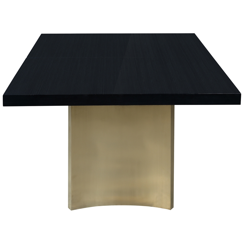 Bowery Hill Brushed Gold Stainless Steel Base Rich Black Dining Table