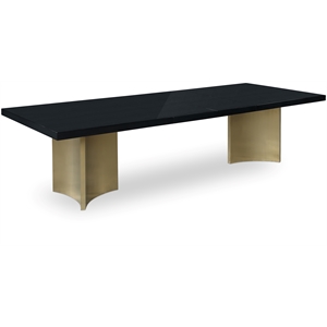 Bowery Hill Brushed Gold Stainless Steel Base Rich Black Dining Table