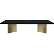 Bowery Hill Brushed Gold Stainless Steel Base Rich Black Dining Table
