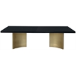 Bowery Hill Brushed Gold Stainless Steel Base Rich Black Dining Table