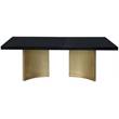 Bowery Hill Brushed Gold Stainless Steel Base Rich Black Dining Table