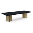Bowery Hill Brushed Gold Stainless Steel Base Rich Black Dining Table