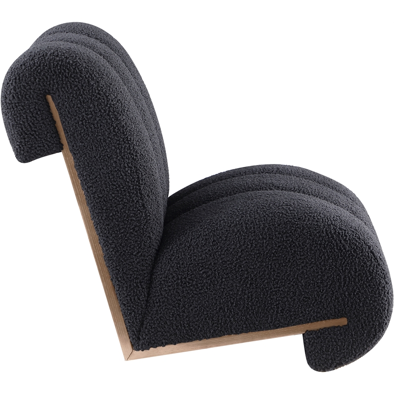Bowery Hill Contemporary Soft Black Faux Sheepskin Accent Chair
