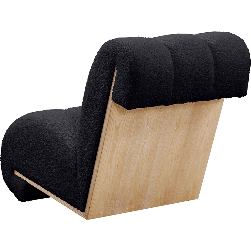 Bowery Hill Contemporary Soft Black Faux Sheepskin Accent Chair