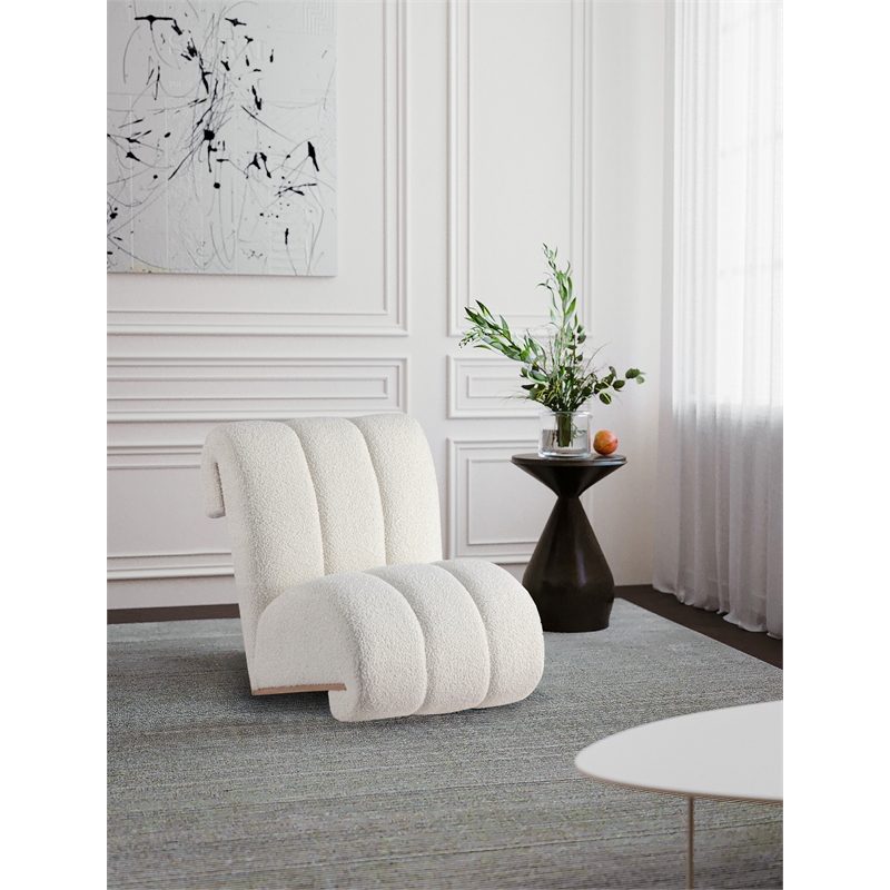 Bowery Hill Contemporary Soft Cream Faux Sheepskin Accent Chair