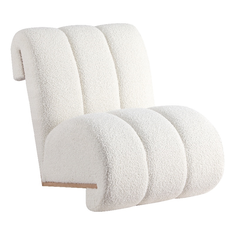 Bowery Hill Contemporary Soft Cream Faux Sheepskin Accent Chair