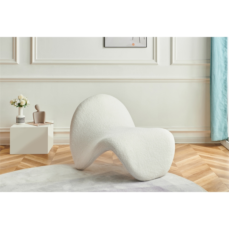 Bowery Hill Contemporary Soft Cream Faux Shearling Accent Chair