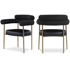 Bowery Hill Contemporary Soft Black Vegan Leather Seat Dining Chair (Set of 2)