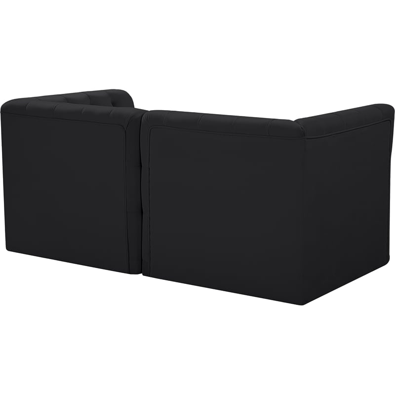 Bowery Hill Contemporary Deep Button Tufted Soft Black Velvet Modular Sofa