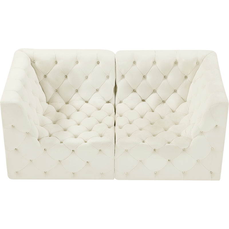 Bowery Hill Contemporary Deep Button Tufted Soft Cream Velvet Modular Sofa