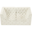 Bowery Hill Contemporary Deep Button Tufted Soft Cream Velvet Modular Sofa