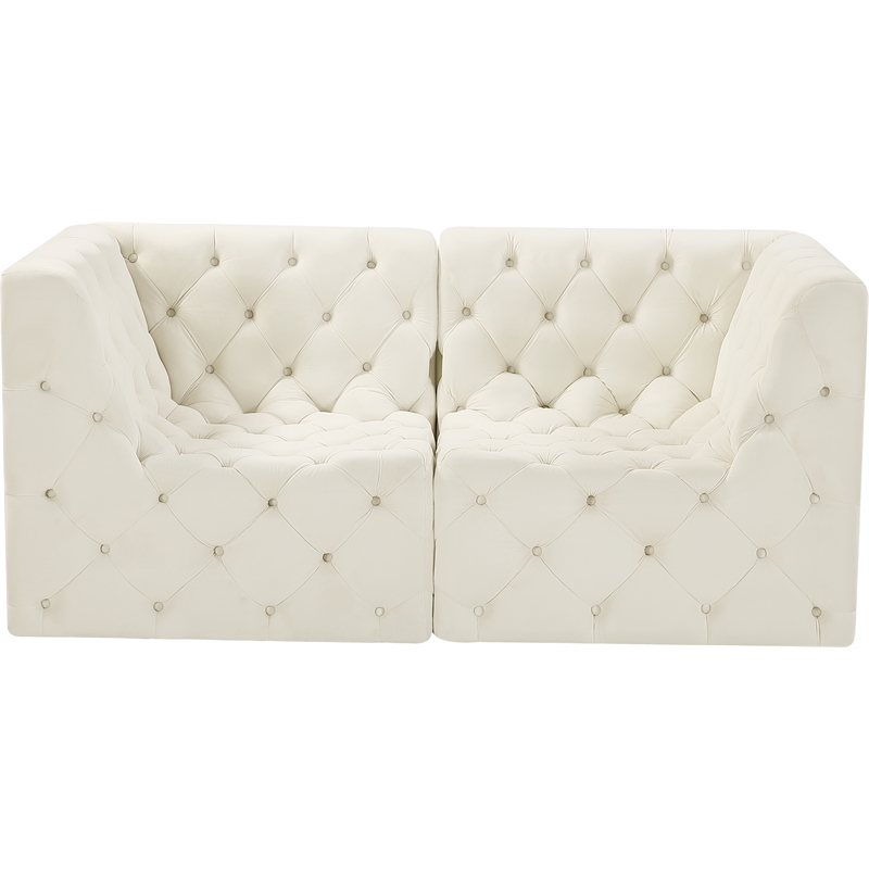Bowery Hill Contemporary Deep Button Tufted Soft Cream Velvet Modular Sofa