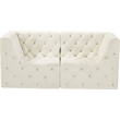 Bowery Hill Contemporary Deep Button Tufted Soft Cream Velvet Modular Sofa
