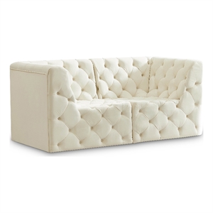 Bowery Hill Contemporary Deep Button Tufted Soft Cream Velvet Modular Sofa