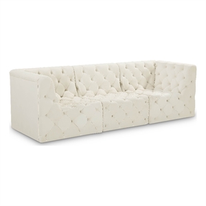 Bowery Hill Contemporary Deep Button Tufted Soft Cream Velvet Modular Sofa