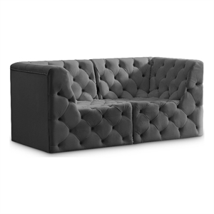 Bowery Hill Contemporary Deep Button Tufted Soft Grey Velvet Modular Sofa