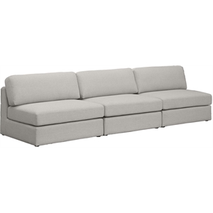 Bowery Hill Upholstered Beige Durable Linen Textured Fabric Modular Sofa