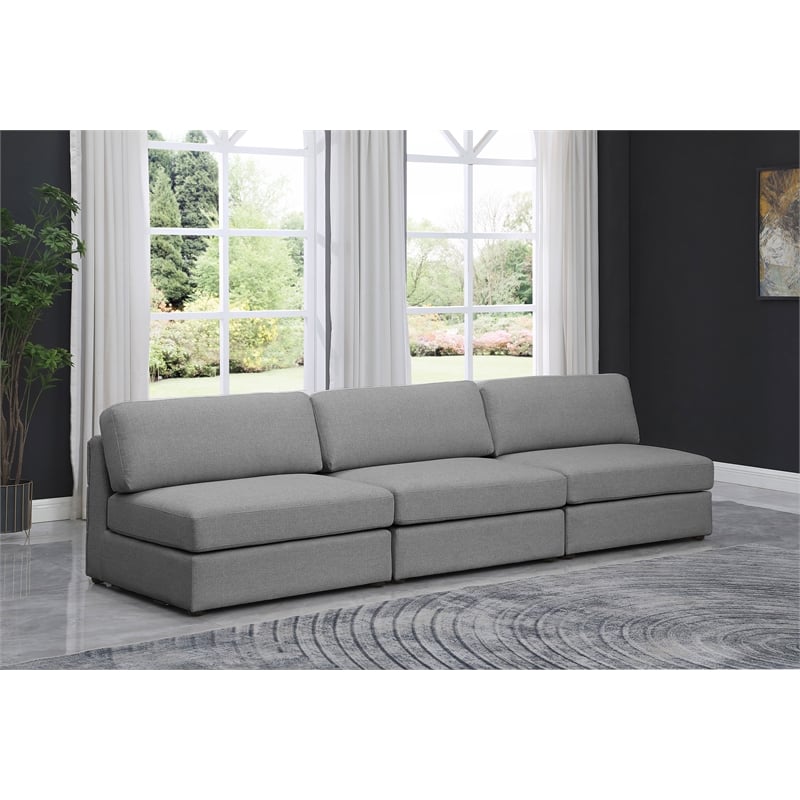Bowery Hill Upholstered Grey Durable Linen Textured Fabric Modular Sofa
