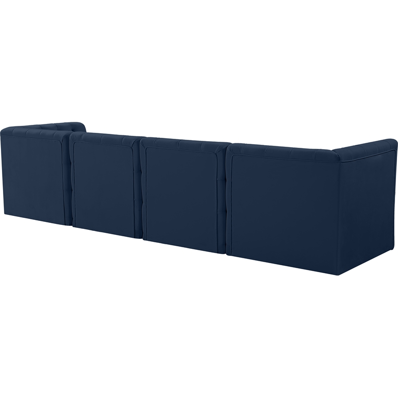 Bowery Hill Contemporary Deep Button Tufted Soft Navy Velvet Modular Sofa