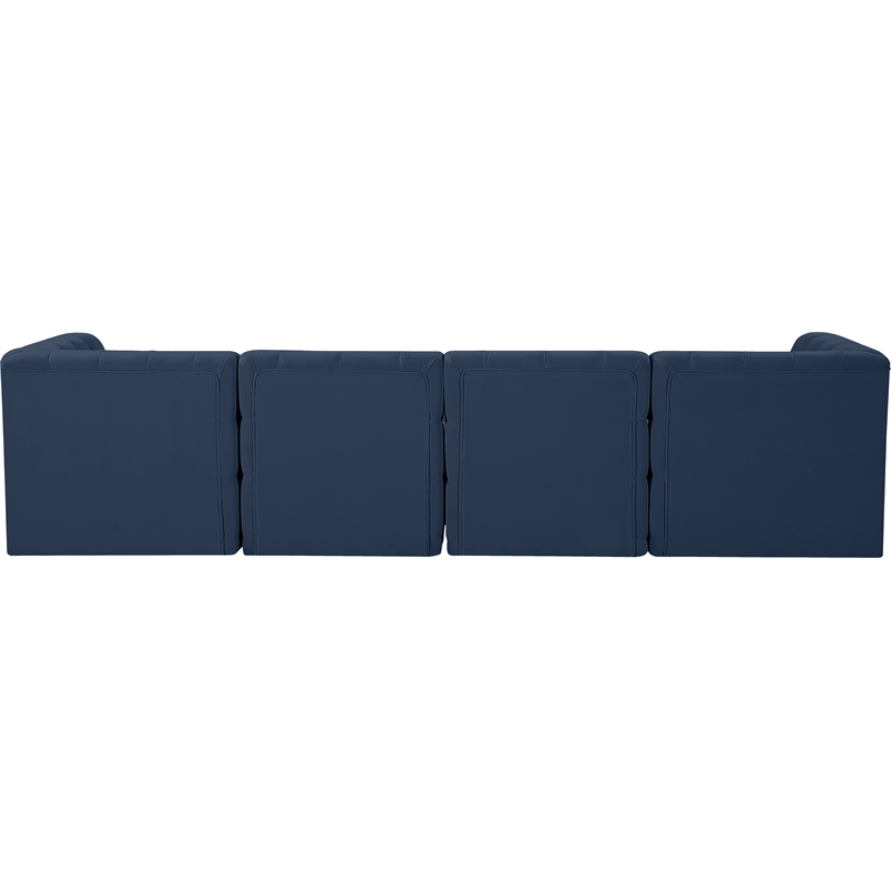 Bowery Hill Contemporary Deep Button Tufted Soft Navy Velvet Modular Sofa