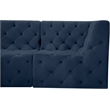 Bowery Hill Contemporary Deep Button Tufted Soft Navy Velvet Modular Sofa
