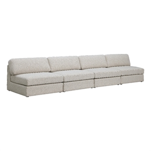 Bowery Hill Upholstered Beige Durable Linen Textured Fabric Modular Sofa