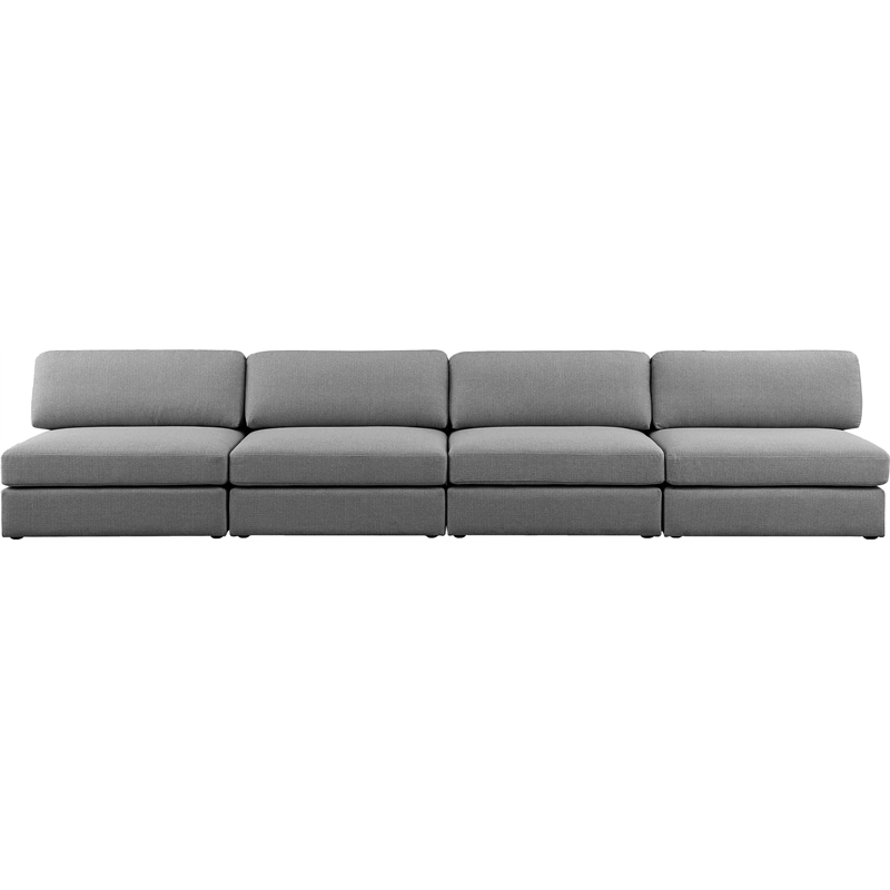 Bowery Hill Upholstered Grey Durable Linen Textured Fabric Modular Sofa
