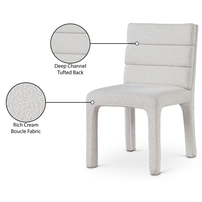 Bowery Hill Contemporary Rich Cream Boucle Fabric Dining Chair