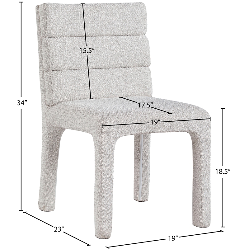 Bowery Hill Contemporary Rich Cream Boucle Fabric Dining Chair
