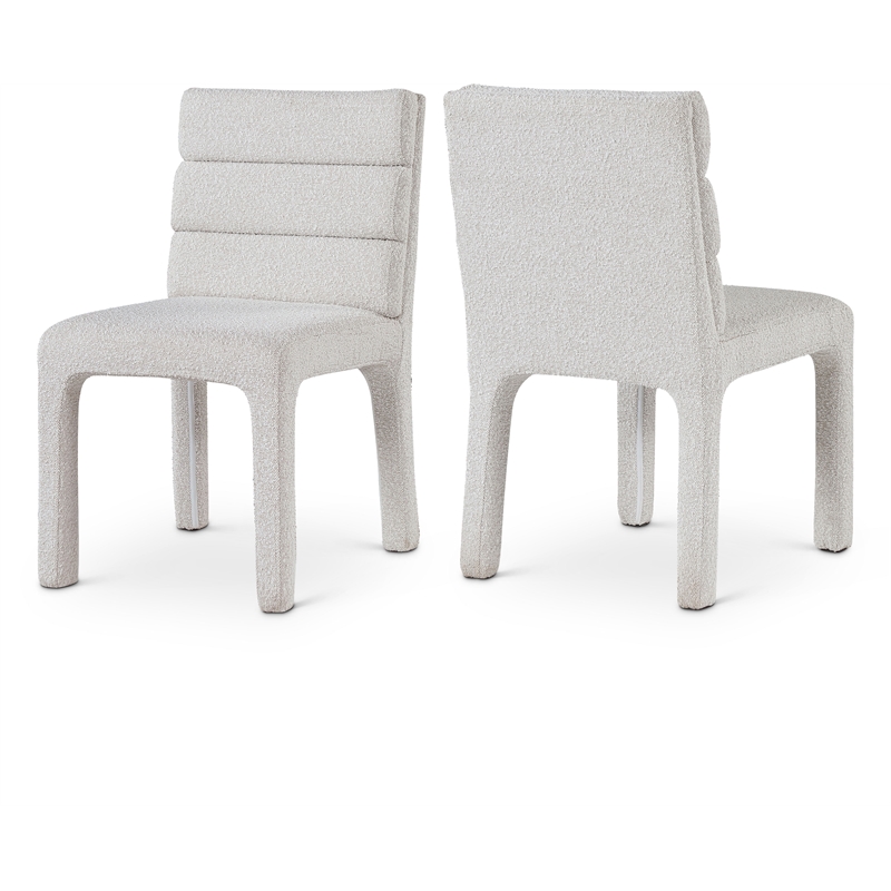 Bowery Hill Contemporary Rich Cream Boucle Fabric Dining Chair