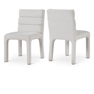 Bowery Hill Contemporary Rich Cream Boucle Fabric Dining Chair